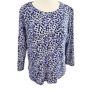 Tommy Bahama Blue Animal Print 100% Cotton Long Sleeve Top Size M